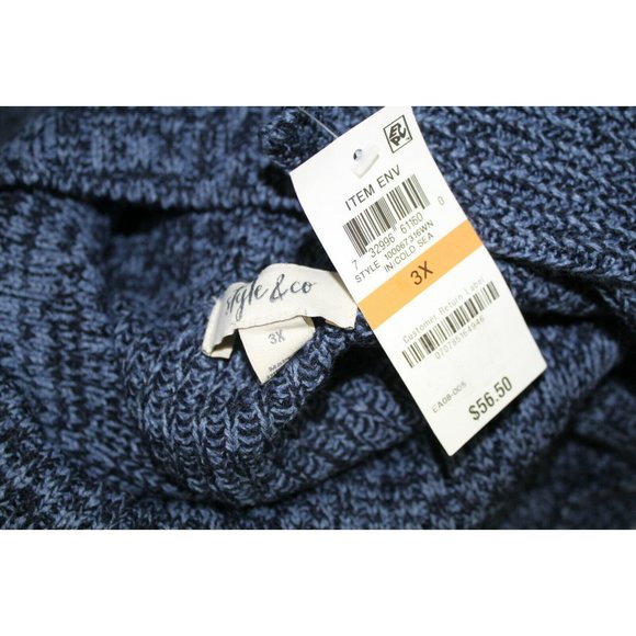 Style & Co Womens Blue Envelope Collar Long Sleeve Curved Hem Sweater 3X NWT - Picture 6 of 6